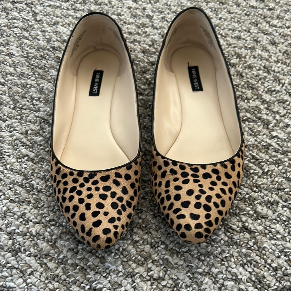 Nine West Leopard Print Flats in Brown and Black - Picture 2 of 5